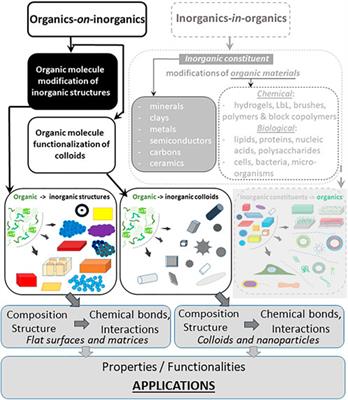 Hierarchy of hybrid materials. Part-II: The place of organics-on-inorganics in it, their composition and applications